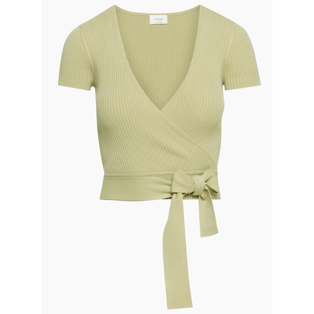Aritzia Olive Green Wrap Crop Top